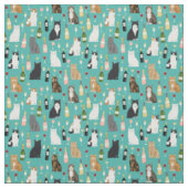 Tissu motif de chats et de chats à vin (Échantillon)