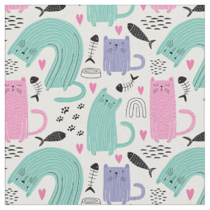 Tissu Motif de chats mignons