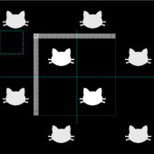 Tissu Motif de chats noirs et blancs (Carreau)