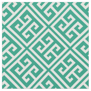 Tissu Motif de clé grecque Emerald Green
