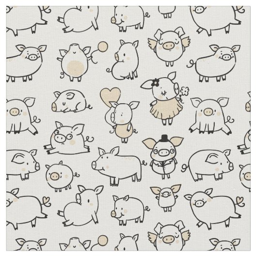 Tissu Motif de cochon Papier de joli cochonnet (Fermer)