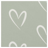 Tissu Motif de Coeur Blanc moderne, Grey-Green Back (Fermer)