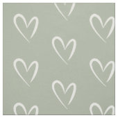 Tissu Motif de Coeur Blanc moderne, Grey-Green Back (Échantillon)