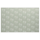 Tissu Motif de Coeur Blanc moderne, Grey-Green Back (Fat Quarter)