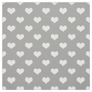 Tissu Motif de cœur d'amour gris cendré blanc