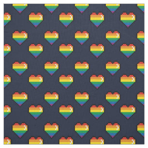 Tissu Motif de coeur Rainbow 8 Bit