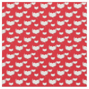 Tissu Motif de coeurs ailés rouges et blancs