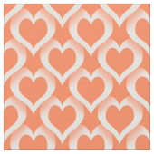 Tissu Motif de cœurs blancs corail (Fermer)
