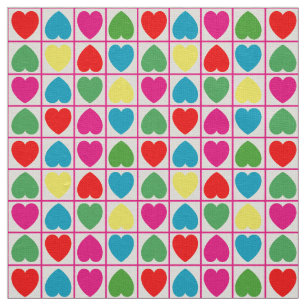 Tissu Motif de coeurs colorés
