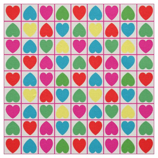 Tissu Motif de coeurs colorés (Échantillon)