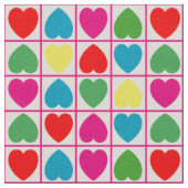 Tissu Motif de coeurs colorés (Détail)