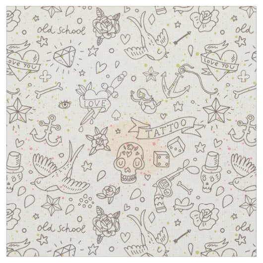 Tissu Motif de concept de tatouage (Fermer)