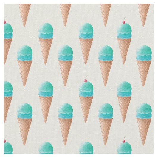 Tissu Motif de cône de glace bleu, jaune clair (Fermer)