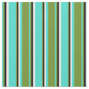 Tissu Motif de couleur Turquoise, verte, noire et blanch