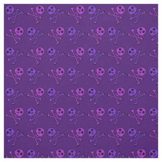 Tissu Motif de crâne de dessin violet (Échantillon)