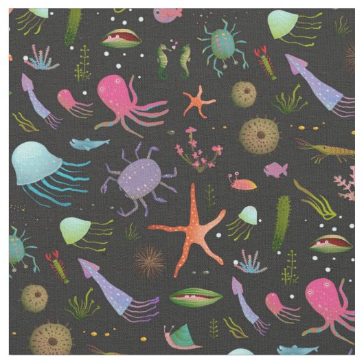 Tissu Motif de créatures de mer (Fermer)