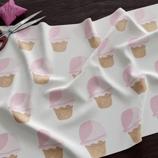 Tissu Motif de crème glacée de fraise rose mignonn
