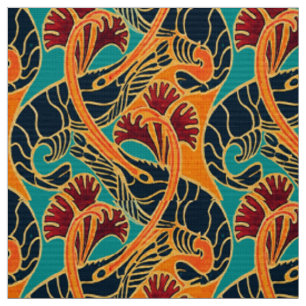 Tissu Motif de crevettes et d'algues de l'océan