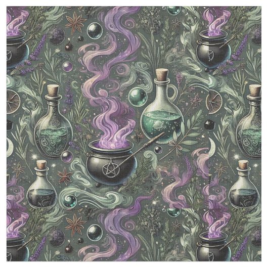 Tissu Motif de cuisine-Cauldron et conception de potion (Fermer)