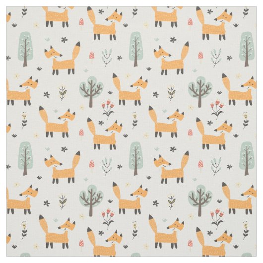 Tissu Motif de Cute Woodland Fox (Échantillon)