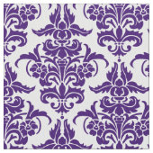 Tissu Motif de damassé - Deep Purple sur le blanc (fermé)