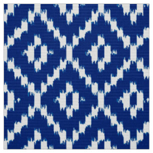 Tissu Motif de diamant d'Ikat - bleu et blanc de cobalt