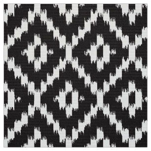 Tissu Motif de diamant d'Ikat - noir et blanc