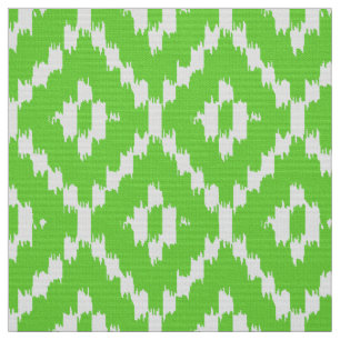 Tissu Motif de diamant d'Ikat - vert et blanc de chaux