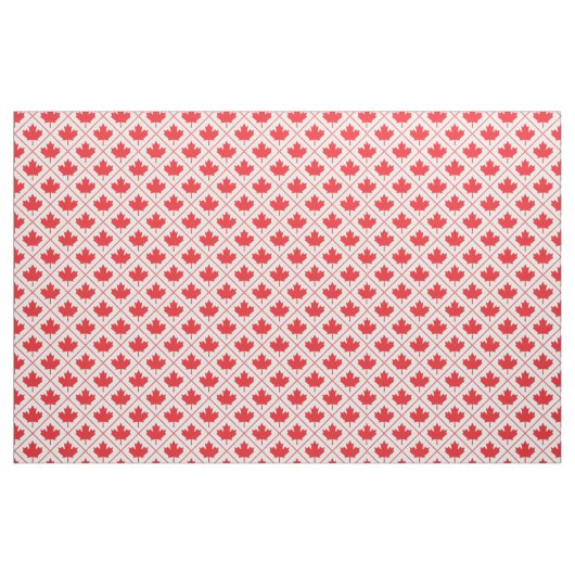Tissu Motif de diamants blanc et rouge feuille d'érable  (Yard)