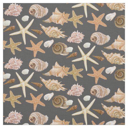 Tissu Motif de divers coquillages (Échantillon)
