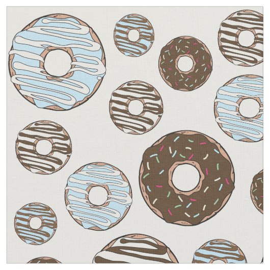 Tissu Motif De Donuts, Donuts Bleus, Donuts Brown (Fermer)
