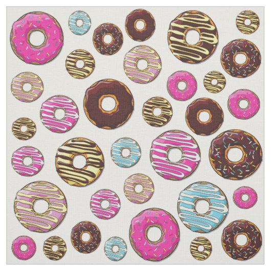 Tissu Motif De Donuts, Donuts Colorés, Saupoudrages (Échantillon)