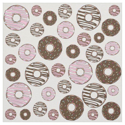 Tissu Motif De Donuts, Donuts Roses, Donuts Brown (Échantillon)