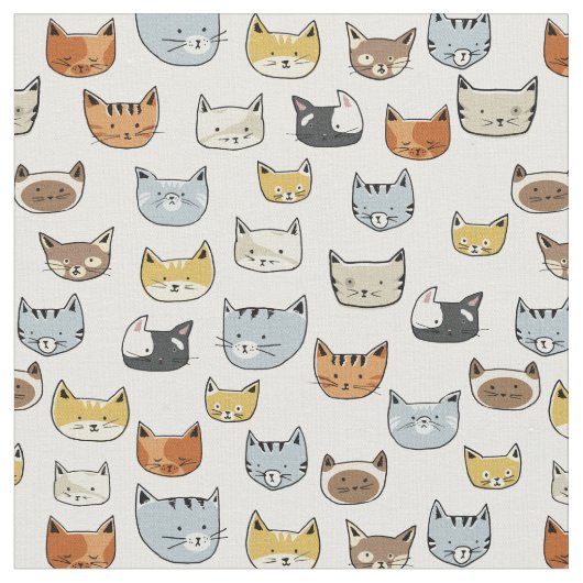 Tissu Motif de Doodle visage de chat (Fermer)