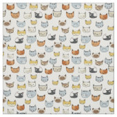 Tissu Motif de Doodle visage de chat (Échantillon)