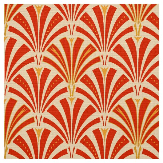 Tissu Motif de fan d'art déco - mandarine (Échantillon)