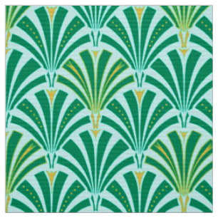 Tissu Motif de fan d'art déco - turquoise sur l'aqua