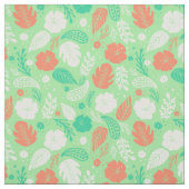 Tissu Motif de feuillage vert et orange (Échantillon)