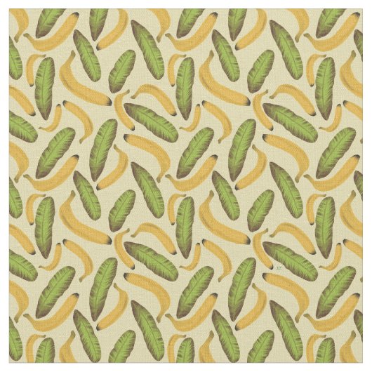 Tissu Motif de feuille de banane jaune tropicale (Fermer)