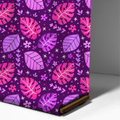 Tissu Motif de feuille de Monstera Tropical Rose et Viol