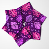 Tissu Motif de feuille de Monstera Tropical Rose et Viol