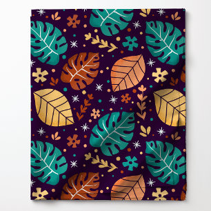 Tissu Motif de feuille tropicale Monstera sarcelle jaune