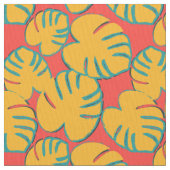 Tissu Motif de feuille tropicale orange (fermé)