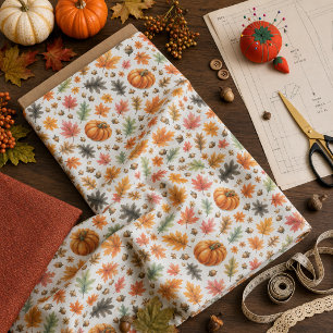 Tissu Motif de feuilles et de citrouilles de la saison a
