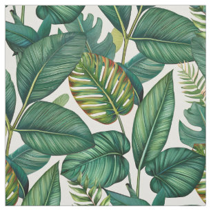 Tissu Motif de feuilles tropicales de Monstera Palm vert