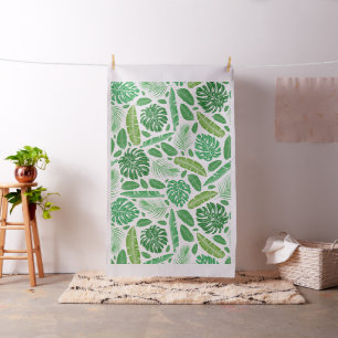 Tissu Motif de feuilles vertes tropicales
