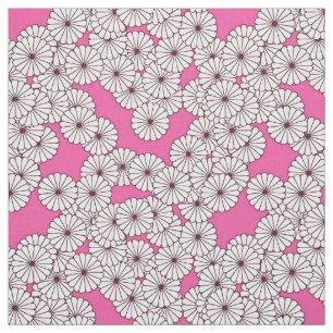 Tissu Motif de fleur d'art déco - blanc sur le rose