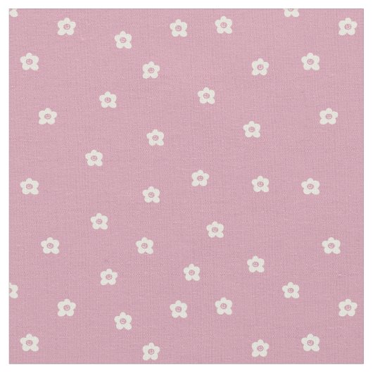 Tissu Motif de fleur souriante rétro en crème et rosa (Fermer)