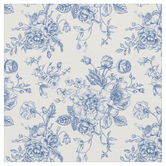 Tissu Motif de fleurs bleues (Fermer)