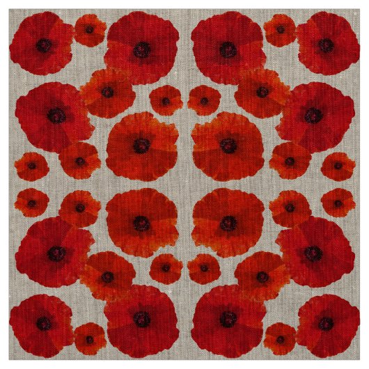 Tissu Motif de fleurs Red Poppy (Échantillon)